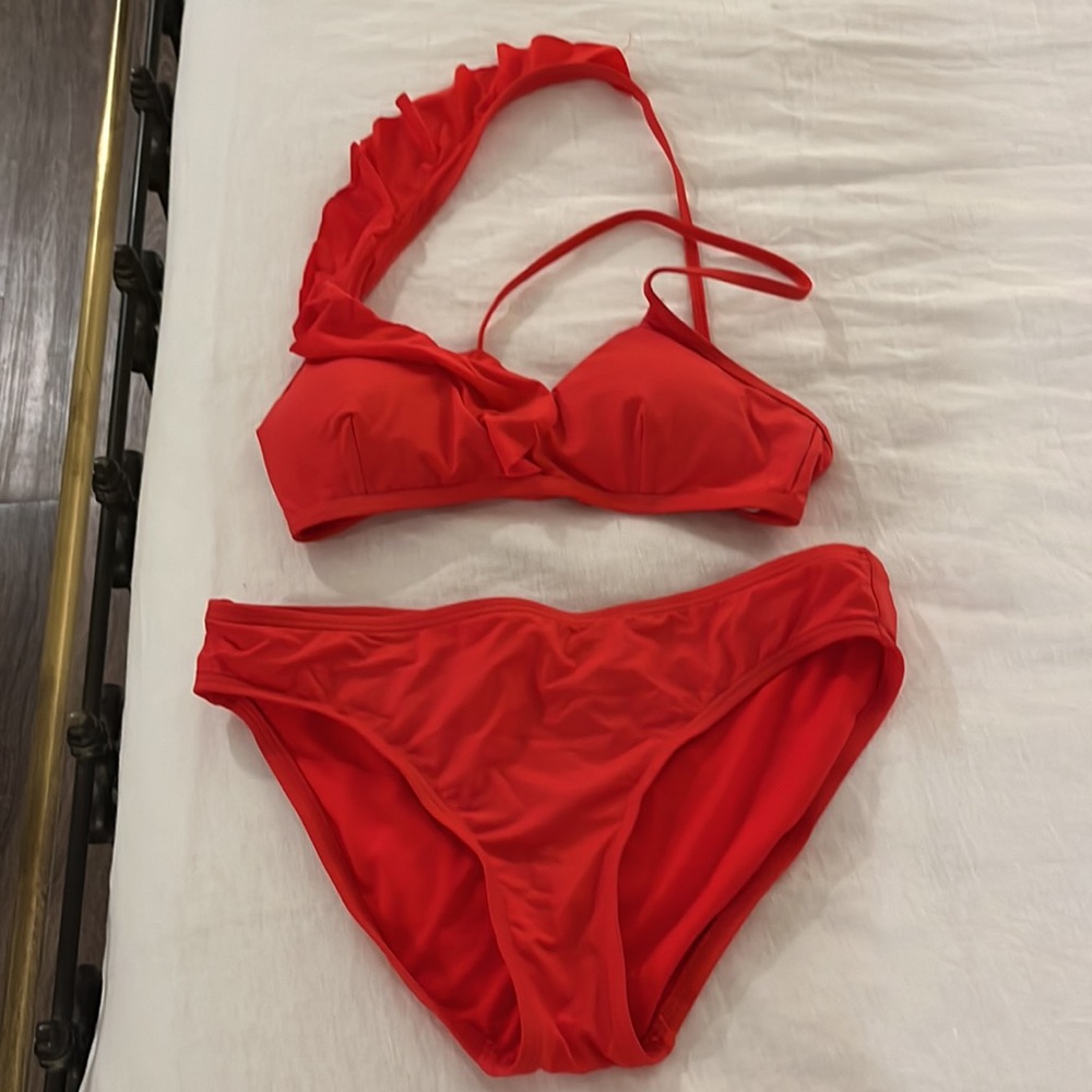 Kenneth Cole Reaction Red Ruffle One-Shoulder Bikini - Picture 10 of 10